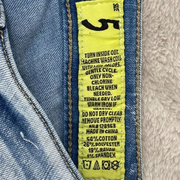 Indigo Rein Jeans Size 5 Light Blue Denim Distressed With Raw Hem and Selvage - Picture 10 of 14